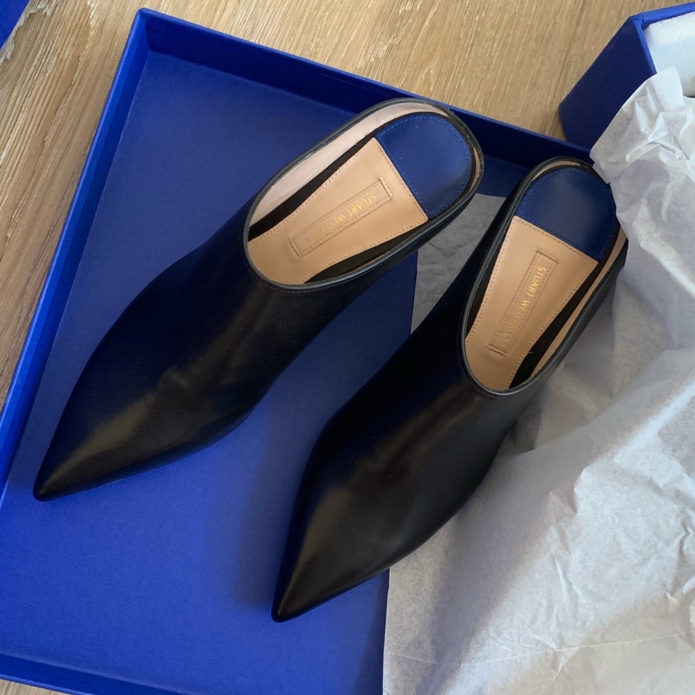 Stuart Weitzman Mira Mules (Low Heels) Black NIB